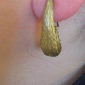 Vintage hammered gold earrings. Costume jewelry.